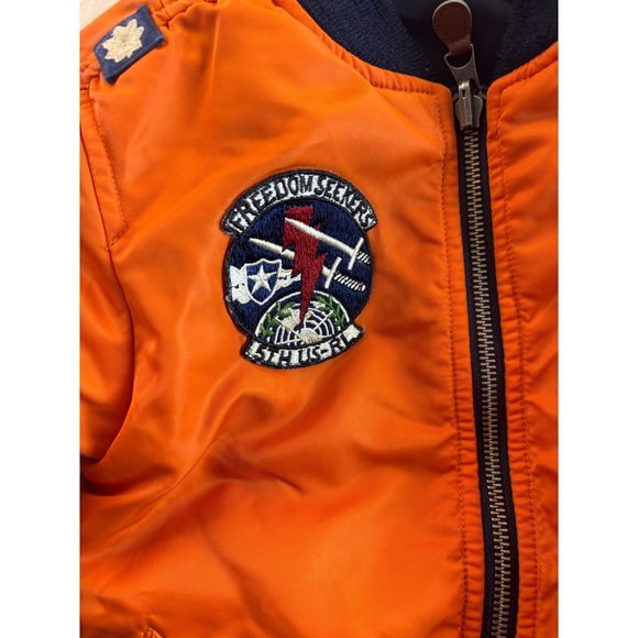 Polo Ralph Lauren Reversible MA1 Bomber Jacket Flight Patches Pilot Sz 7Y - Picture 7 of 9